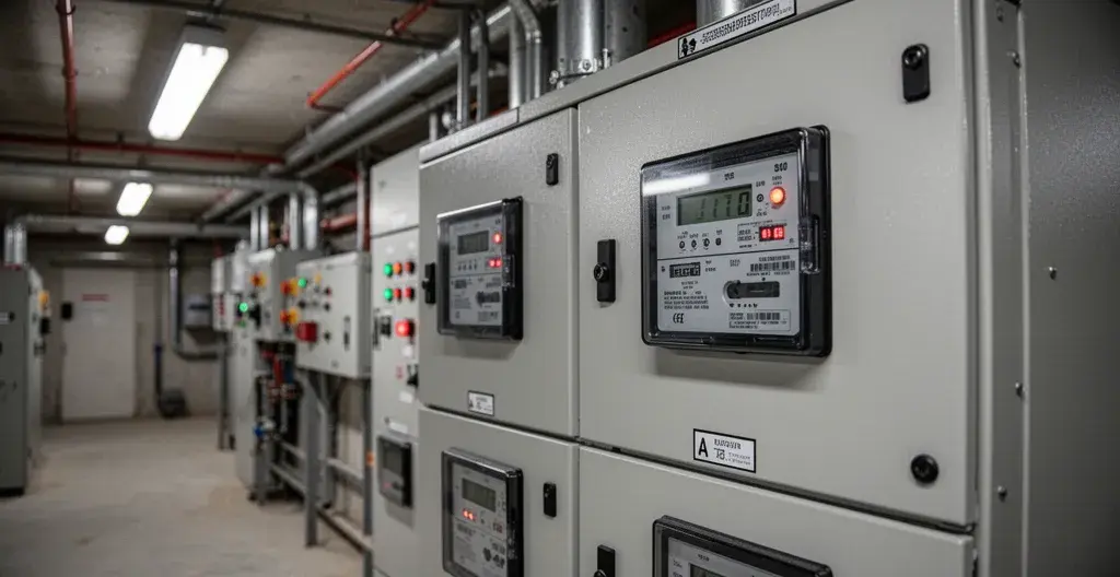 Tableau électrique professionnel haute puissance dans local technique